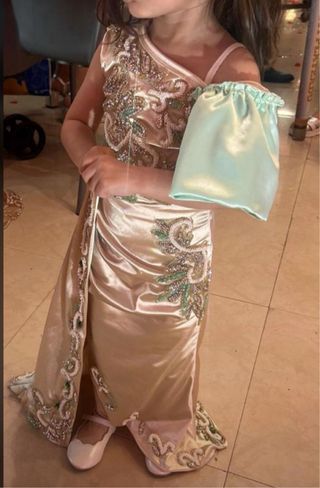 Vestido boda Gitana Niña Dorado y Verde 2 años