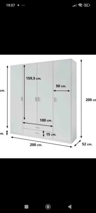 Armario blanco nuevo 200x200x52 cm