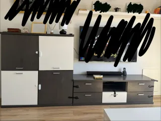 Mueble TV moderno madera y blanco