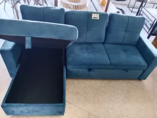 Sofá Cama Azul Tela