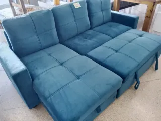Sofá Cama Azul Tela