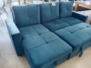 Sofá Cama Azul Tela
