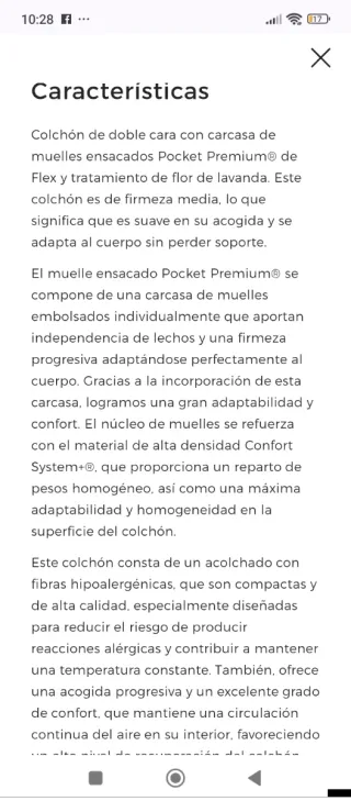 135x180 NUEVO FLEX ESENCIA POCKET COLCHON MUELLES