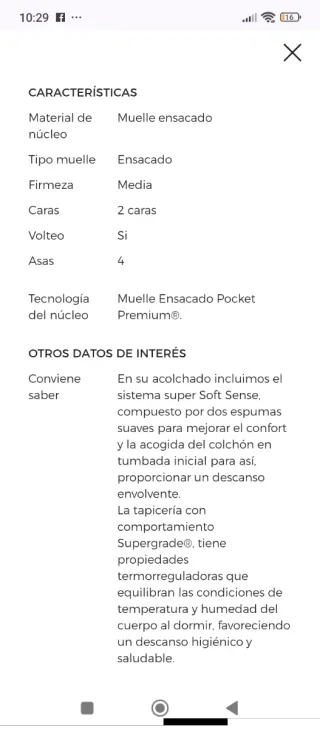 135x180 NUEVO FLEX ESENCIA POCKET COLCHON MUELLES