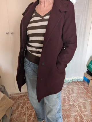 Abrigo Mango con bufanda a cuadros