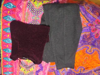 Conjunto legginGris y Jersey Burdeos talla s