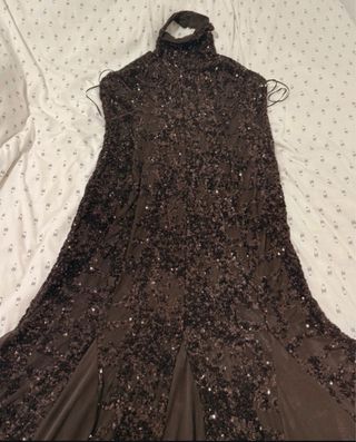 Vestido largo lentejuelas halter