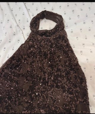 Vestido largo lentejuelas halter