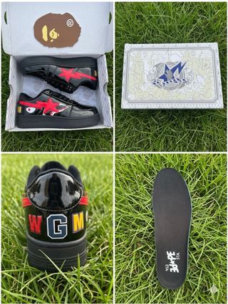 BAPE Sta Low Shark Negro Rojo