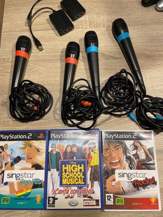 3 Juegos Sing Star + 4 micros PS2