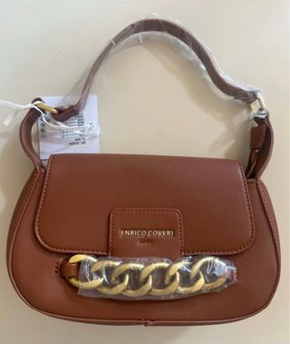 Borsa Enrico Coveri marrone con catena oro