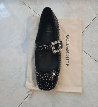 Ballerine GOLD & ROUGE nere con fibbia