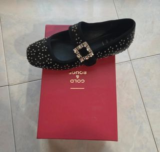 Ballerine GOLD & ROUGE nere con fibbia