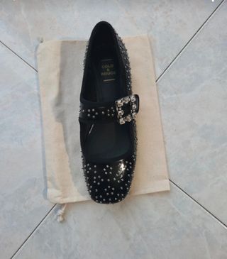 Ballerine GOLD & ROUGE nere con fibbia