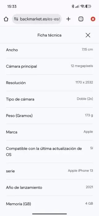 iPhone 13 Rojo + Funda Negra y Cable