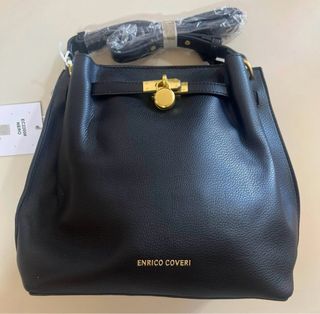 Borsa Enrico Coveri sacca nera con chiusura dorata