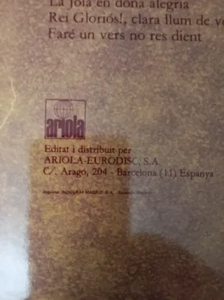 Vinilo María Del Mar Bonet Breviari D'Amor 1982