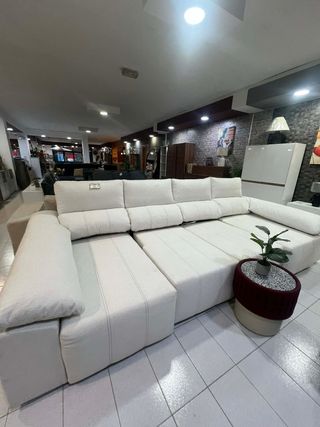 Sofá Cama Doble Chelong Beige+ arcon y asiento des