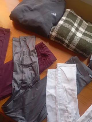 Lote 6 prendas: leggings, sudadera Adidas, jeans