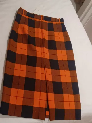 Falda Zara cuadros midi M/38/10