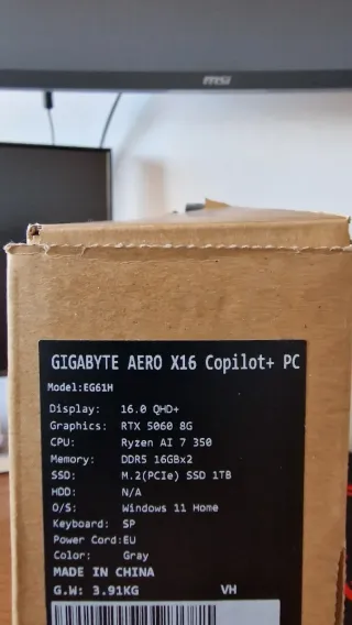 Portátil Gaming AI Gigabyte Aero X16 1VH