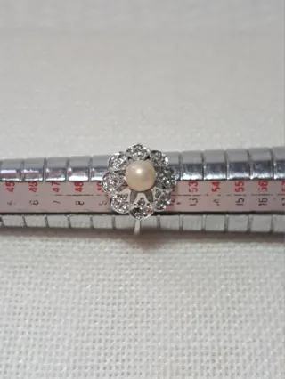 Anillo Vintage Plata 925 Perla y Circonitas
