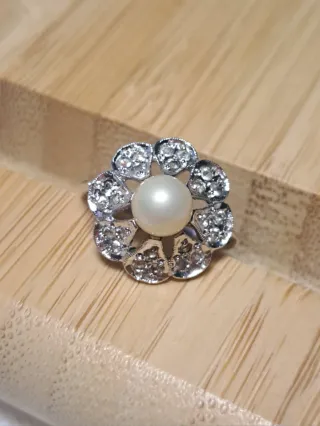 Anillo Vintage Plata 925 Perla y Circonitas