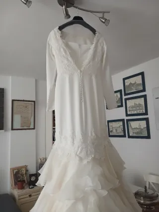 Vestido de Novia Blanco con Encaje Nuevo. Exclusiv