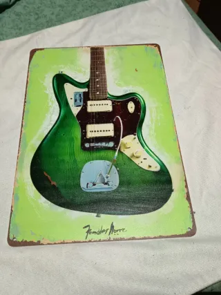 Placa Metálica Guitarra Fender Verde