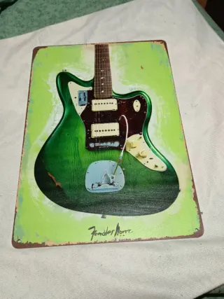 Placa Metálica Guitarra Fender Verde