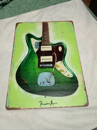 Placa Metálica Guitarra Fender Verde