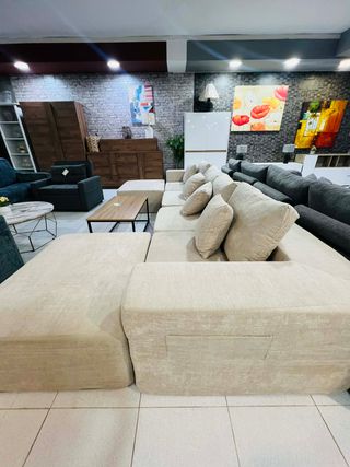 Sofá Modular Linkon Beige + Puff