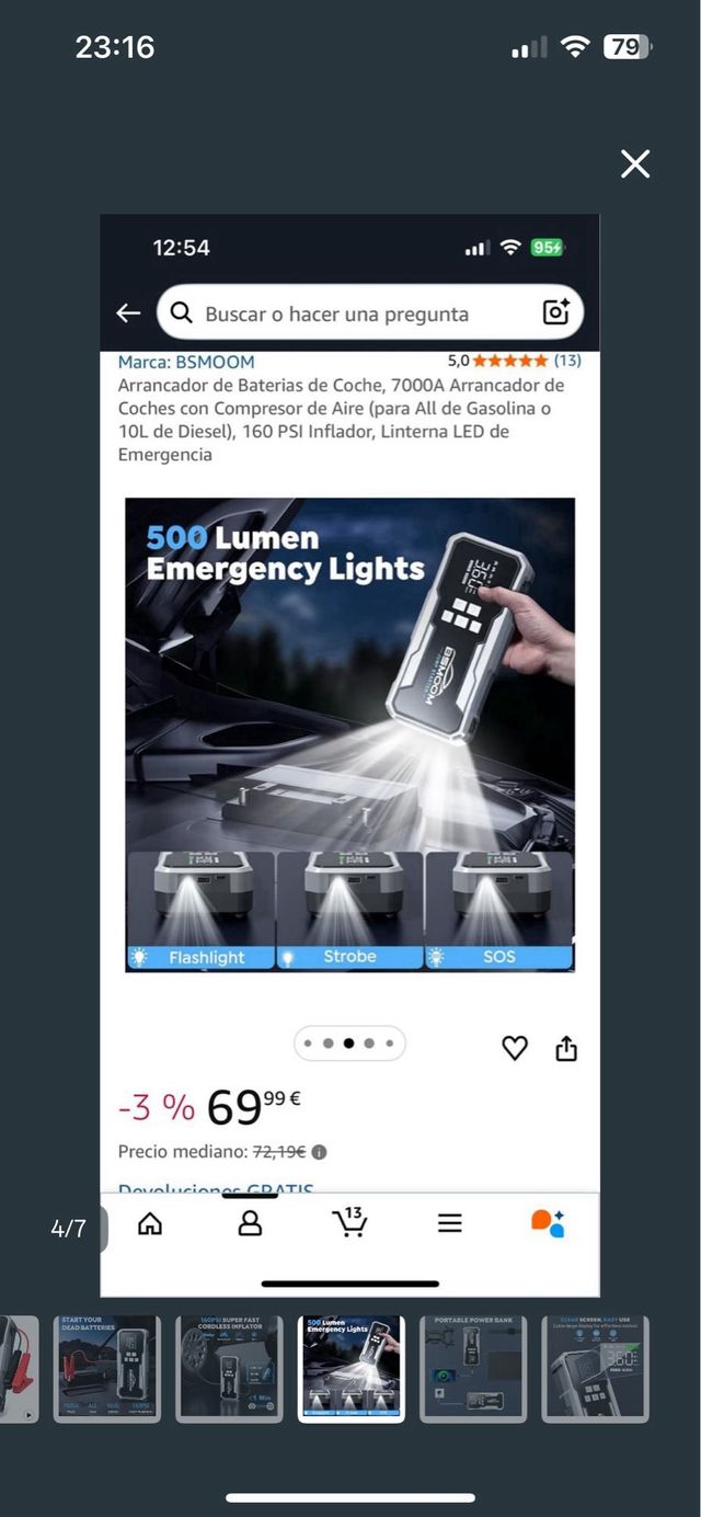 Arrancador Coche BSMOOM 7000A + Inflador