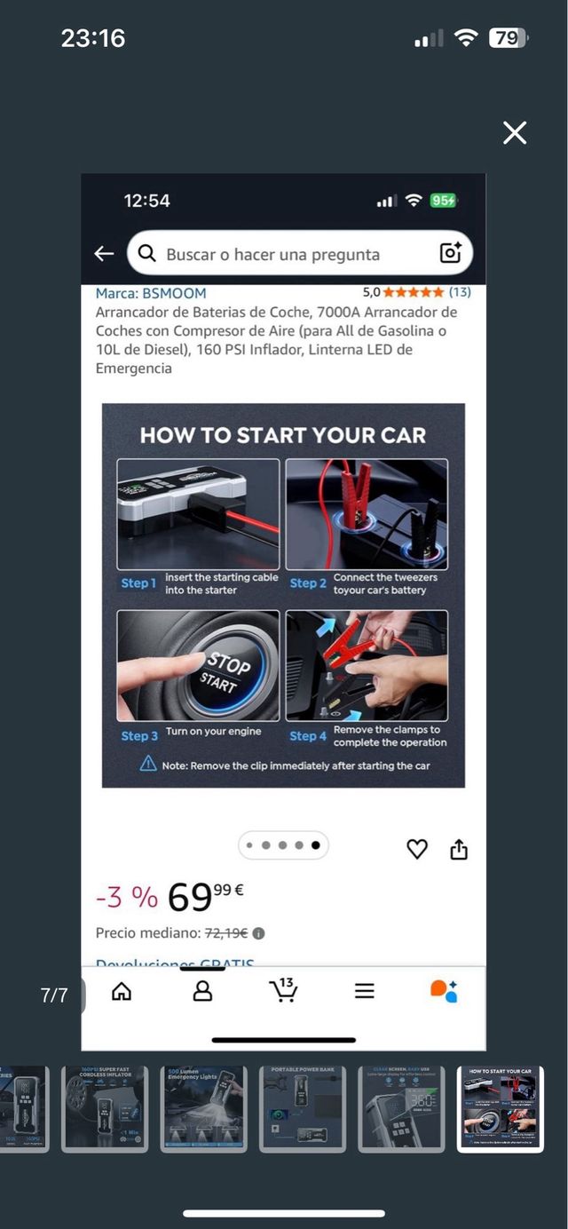 Arrancador Coche BSMOOM 7000A + Inflador