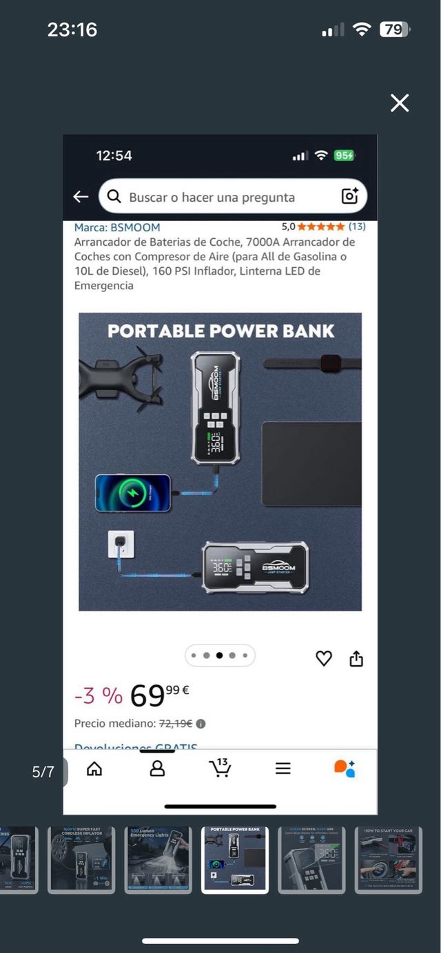 Arrancador Coche BSMOOM 7000A + Inflador