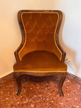 Butaca terciopelo vintage madera
