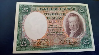 BILLETE 25 PESETAS 1931 VICENTE LÓPEZ