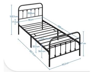 Cama individual de metal negra y colchon