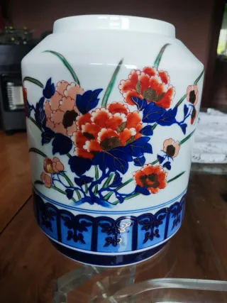Jarrón porcelana japonesa flores