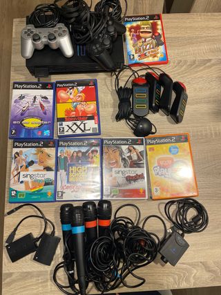 Pack PS2 con juegos y micrófonos