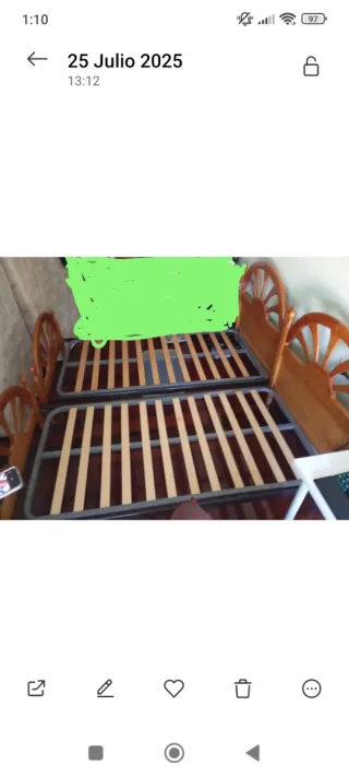 Camas gemelas 90cm Pino con somieres