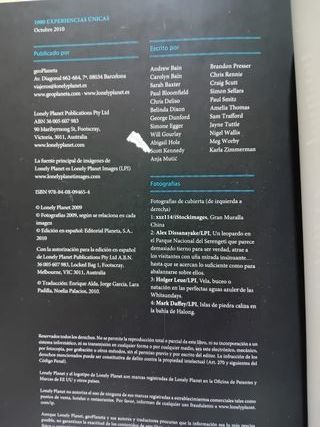 Libro " 1000 experiencias únicas" Lonely planet