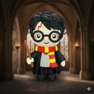 Figura Harry Potter 3D en estilo crochet