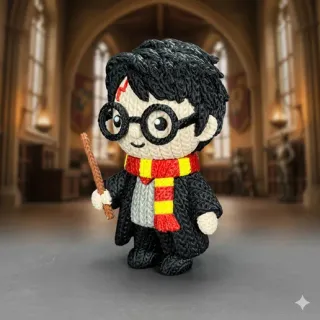 Figura Harry Potter 3D en estilo crochet