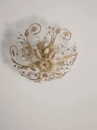 Lámpara de techo floral metal y cristal