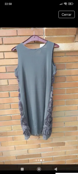 Vestido romántico texturizado Gris - Talla L