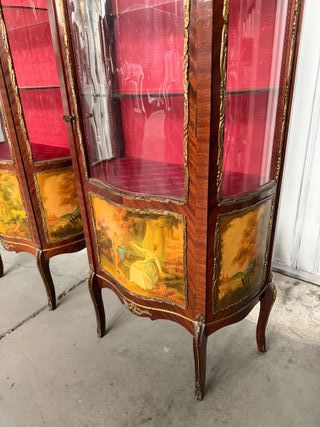 Pareja de vitrinas de madera y cristal