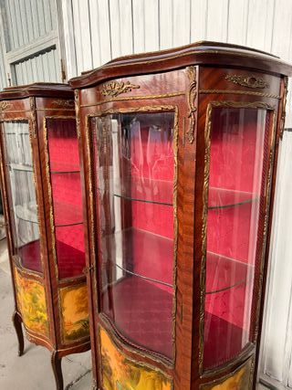 Pareja de vitrinas de madera y cristal
