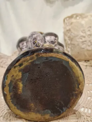 Jarrón Vintage Cerámica Marrón y Amarillo