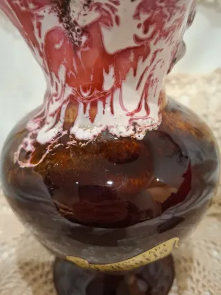 Jarrón Cerámica Vallauris Marrón y Rojo